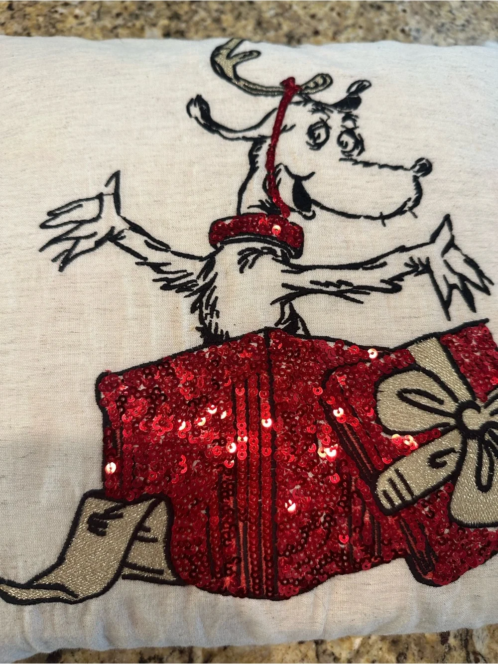 POTTERY BARN TEEN GRINCH MAX SEQUIN PILLOW COVER